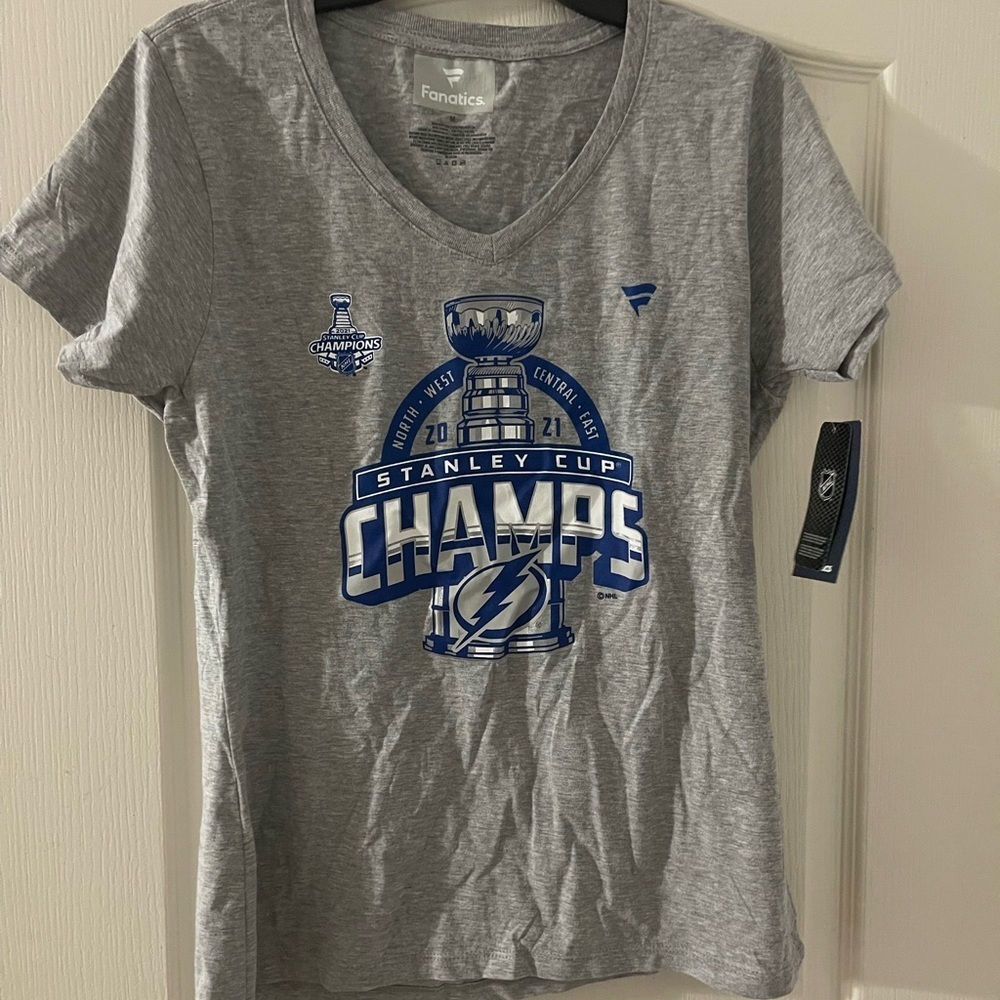 Fanatics Heather Gray Stanley Cup Champs Tee